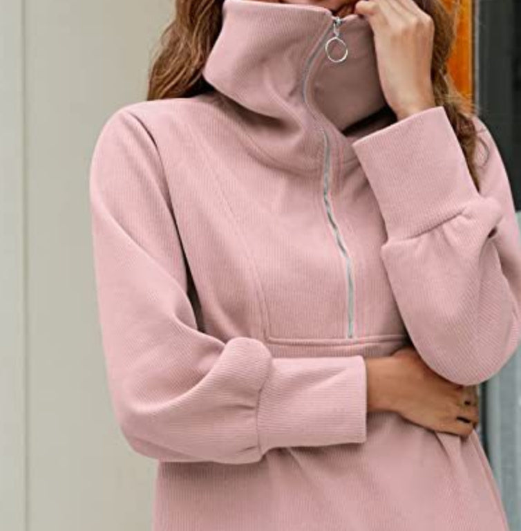 New Long-sleeve Zipper Drop Shoulder Pullover Hoodie