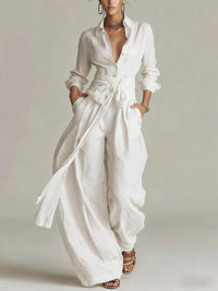 Solid-color High-waisted Short-sleeve Pants Fashion Casual Set