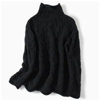 High Neck Thickened Hollow Crochet Loose Knitted Pullover Sweater