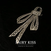 Exquisite And Versatile Heavy Industry Bow Inlaid Diamond Copper Wax Brooch