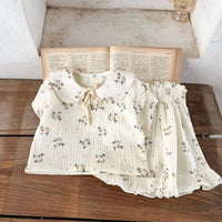 Summer Cotton Floral Sling Romper  Short Sleeve Top