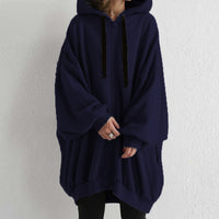 Women's Solid Color European And American Loose Sweater Fashion Hooded Zipper