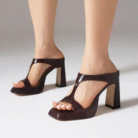 Water Platform Chunky-heel Square-toe Sandals For Outdoor Wear