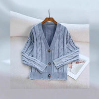 European And American Old Knitted Coat Women's Loose V-neck