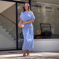 French Style Fitted Waist Long Dress Women's Summer