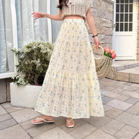 Thin Highwaisted Flattering Floral Midi Skirt For Women