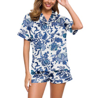 Cardigan Pajamas With Short Sleeves Cozy Casual Loungewear Set