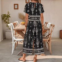 Women's Contrast-Colored Ethnic-Style Printed Set