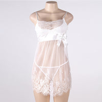 Summer Sexy Pajamas Female Lace Temptation White Tulle Suspender Nightdress