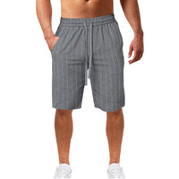 Men's Striped Lace-up Elastic Waist Casual Shorts