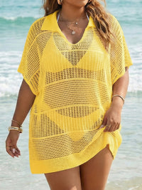 Women's Polo-Neck Blouse Plus-Size Beach Cover-Up