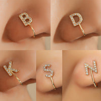 No Piercing Nose Pin Copper Inlaid Zircon Letter U Shape