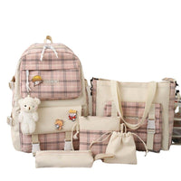 Backpack Japanese Cute Grid Elementary School Book
