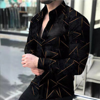 New Men's Lapel Casual Youth Printed Top