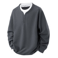 Contrast Colors False-two-piece Trendy V-neck Waffle Sweater Casual All-matching Tops