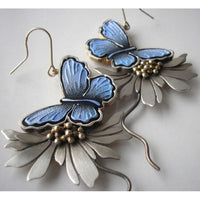 Retro Blue Dripping Oil Petal Earrings European And American Style