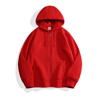 Solid-color Fleece-lined Hoodie For Men And Women