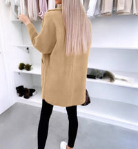 Lapel Button Pocket Women's Plush Coat