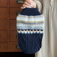 Pet Clothes Dog Cat Soft Fair Island Blue Sweater