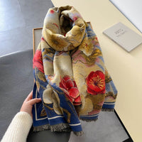 Autumn And Winter New Cashmere-like Thickened Oil Painting Jacquard Scarf