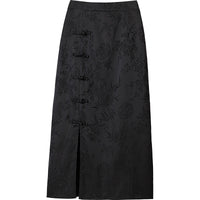 New Chinese-style Traditional Frog-button Retro Jacquard High-waisted Slimming Skirt