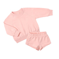 Girls' Autumn And Winter Long Sleeve Fleece And Shorts Sports Suit
