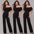 Women's Fashion Casual Pure Color Ruffles Jumpsuit