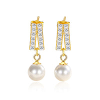 Geometric Pearl Diamond Affordable Luxury Style Niche Pearl Stud Earrings