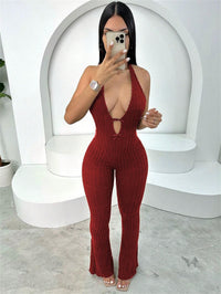Halter Slim Fit Lace-up Backless Sexy Hot Girl Jumpsuit Women