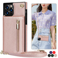 Solid Color Zipper Card Phone Case