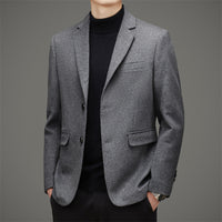 Men's Business Casual Solid Color Wool Tweed Suit Top