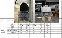 Sunken Stripe Halterneck Vest Houndstooth Printed Shorts Belt Three-piece Set