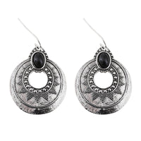 Retro Gemstone-Inlaid Round Hollow Pendant Earrings