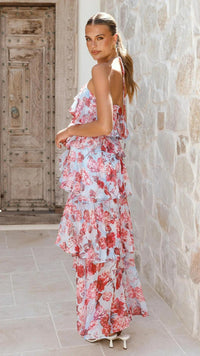 Off-shoulder Chiffon Printed Dress