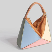 Triangular Diamond Grid Folding Tote Shoulder Crossbody Bag
