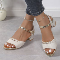 Sequin Open-toe Roman Low-heeled Sandals