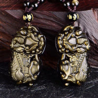 Natural Citrine Pixiu Pendant Necklace For Men
