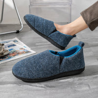 Solid Color Bag Heel Men's Cotton Slippers Rubber Sole Warm Shoes