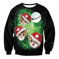 Santa Claus Elk Long Sleeved Round Neck Loose Top