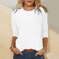 Crewneck Long-sleeve Fashionable Casual Outerwear T-shirt