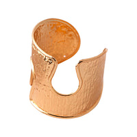 Heavy-duty Metallic Textured Pleated Hollow-out Round Open Bangle