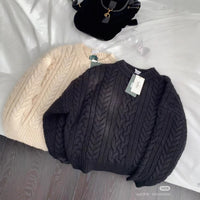 Thickened Loose Lazy Wear Slim Solid Color Knitted Sweater