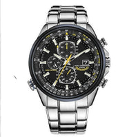 Men's Steel Belt Leather Quartz Full-function Blue Angel Hand Watch