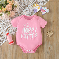 Baby Girl's Short-sleeved Letter Romper Colorful Egg