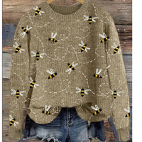 Womens Pullover Sporty Casual Crew-Neck Long-Sleeve Top
