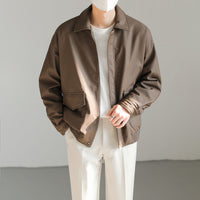Korean Version Loose Lapel PU Leather Coat