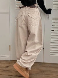 Love Pocket Design Jeans Women's High Waist Wide Leg Pants