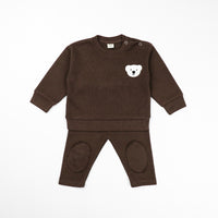 Rice Wool Material Bear Goose Embroidered Baby Two-piece Set