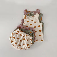 Printed Sleeveless Shorts Suit