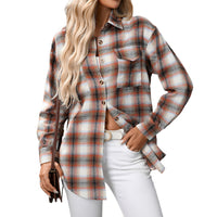 Casual Fashion Loose Plaid Pocket Shirt For Women